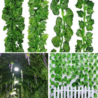 12 piezas de 2 m artificial colgante planta de vid hojas de plástico hogar jardín pared boda decoración (1)