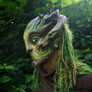 Máscara decorativa para fiestas de halloween, de látex Natural, en forma de elfo, para disfraz, Cosplay, verde (6)