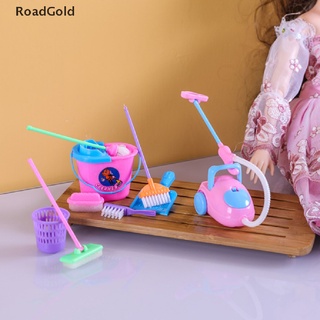 Roadgold 9 unids /set Mini muñeca accesorios hogar herramientas de limpieza niños juguete educativo RG BELLE