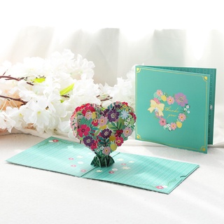 bts1 3d corazón flor pop-up tarjeta para todas las ocasiones cumpleaños hecho a mano tarjetas de felicitación (4)