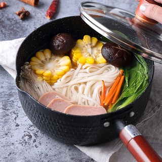 Mxgoods Universal Snow Pan Cooker estilo japonés olla de sopa para cocina de inducción cocina de Gas mango de madera de cocina fideos hogar leche olla de cocina (3)