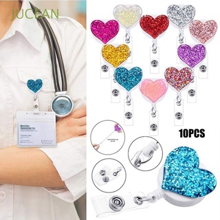 JUCEAN Retractable ID Badge Case Glitter Card Case ID Card Holder Heart shape Card Protection Nurse Doctor School Office Supplies Name Card Exhibition Badge/Multicolor