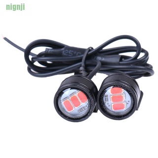 [nin]2 pzs espejo retrovisor de motocicleta ojo águila 3 luces LED estroboscópicas rojo (9)