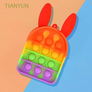 Tianyun Autismo Precisa estrés Aliviar Arco iris empujante De silicona burbuja De moneda De conejo Sensory Fidget juguete/Multicolor