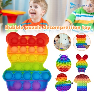 pop fidget juguete aliviar el estrés color arco iris empuje burbuja antiestrés juguete sensorial para niños adultos matar tiempo (1)