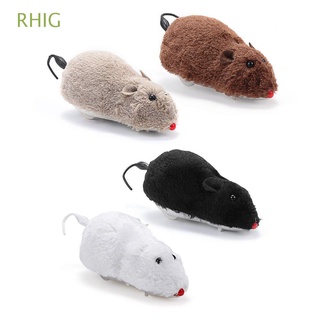 RHIG Cute Fake Mouse Mechanical Motion Rat Cat Play Toys Clockwork Plush Mouse Spring Power Kitten Puppy Simulation Mice Pet Supplies Funny Squeak Noise