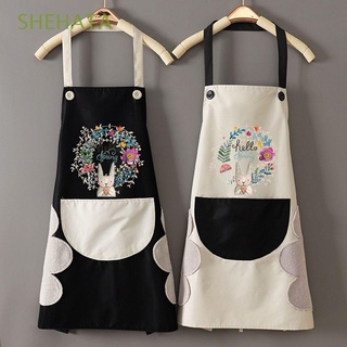 SHEHATA Cartoon Kitchen Supplies Wreath Household Cleaning Tools Apron Wipeable 90*70cm Chef Apron Waterproof Oil-Proof With Pocket Baking Accessories