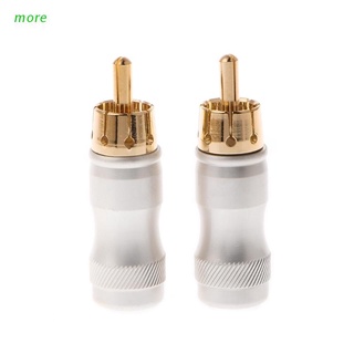 more 2 Pcs Gold Plated Copper RCA Plug Audio Cable Male Connector Adapter Welding DIY