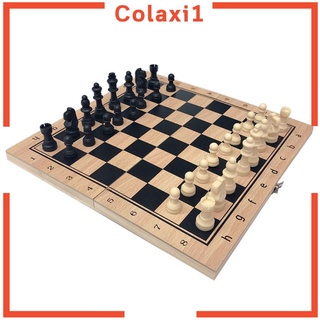 [COLAXI1] Juego de ajedrez 3 en 1 - tablero de ajedrez plegable de madera de 24 x 24 cm con almacenamiento - ajedrez