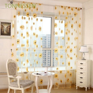 TONNESSEN gasa tul cocina cortina de proyección balcón ventana persiana habitación Floral girasol patrón decoración del hogar (1)