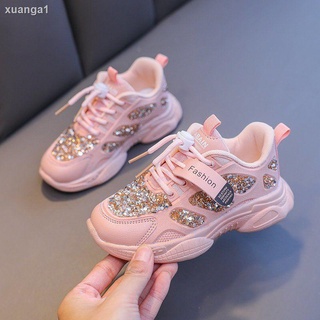 Niñas zapatos viejos 2021 primavera y otoño modelos de malla transpirable rosa diamante niñas zapatos deportivos suela suave antideslizante zapatos casuales verano