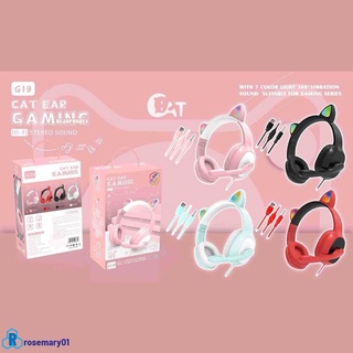 Nuevos audífonos con cable y micrófono RGB/Flash/Flash/orejas de gato/micrófonos/diadema/regalo de niña/niña/rosa01