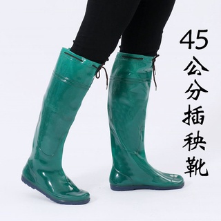 Alto barril ligero zapatos de lluvia de los hombres y las mujeres zapatos de arroz, zapatos de campo de arroz y calcetines, fondo suave, lazo elástico, zapatos de agua de rodilla alta, botas de medio-alto, botas de pesca, botas de lluvia (1)