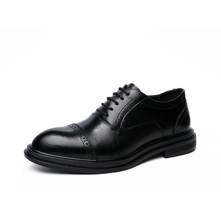 Los Hombres Formal Puntiagudo Dedo Del Pie Plataformas Zapatos De Moda Brogues Cordones Cuero Negro