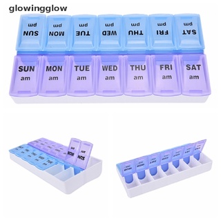 Glwg Hot Sale 7 Day Weekly Pill Medicine Box Holder Storage Container Case Portable Glow