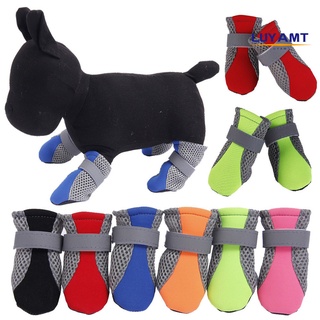 luyamt [caliente] 4 piezas zapatos para perros/mascotas antideslizantes suela transpirable malla ajustable correas botas