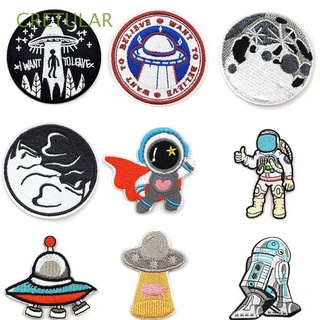 CRETULAR for Clothes Clothes Sticker Jeans Astronaut Badge Backpack Jacket Moon Embroidery Badge Patch Space Stripe UFO Iron On Patches (1)