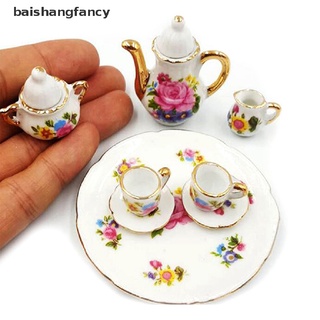 bsfc 8pcs 1:12 casa de muñecas miniatura comedor vajilla porcelana té plato taza plato fancy (4)
