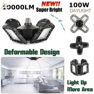 clysmable garaje almacén taller luz negro deformable lámpara led garaje nuevo 4 cuchillas interior accesorio lámpara 100w 10000lm e27 techo