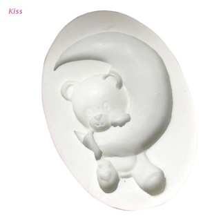 Kiss Bear and Moon moldes de silicona para Fondant, resina, arcilla, Chocolate, caramelos, silicona, Fondant, accesorios de decoración de tartas