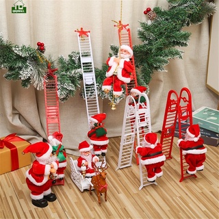 Qiqimall Santa Claus escalera eléctrica música muñeca adornos de navidad niños muñecas navidad ventana decoraciones qiqimall