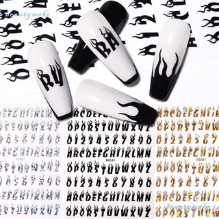 nuevo diy uñas pegatinas letra número arte graffiti calcomanía decoraciones de uñas envolturas deslizadores