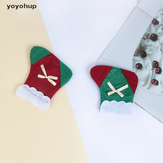 yoyohup 6 piezas decoraciones navideñas mini calcetines de navidad vajilla cubiertos conjuntos de caramelo bolsa co