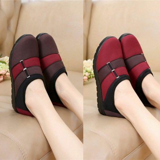 Nuevo tamaño 34~40 mujeres confort tela deslizamiento en mocasines de trabajo zapatos de caminar Kasut (2)
