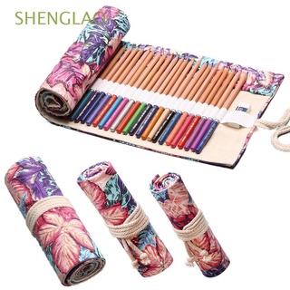 Shenglao colorido hoja de arce lona suministros escolares de gran capacidad rollo bolsas de lápices estuche