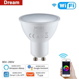 Tuya WiFi Smart LED GU10 Bombillas RGBW C + W Blanco 5W Lámparas Regulables Life/Control Remoto Funcionan Con Alexa Google home dreaming01 . co