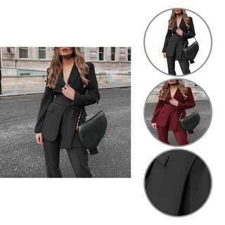 [Tninguly] Tight Waist Lady Coat Suit Thick Autumn Suit Set Belt for Work