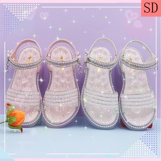 Sandalias De Niñas Verano 2021 Nuevo Estilo Mediano Grande Zapatos De Los Niños Bebé Suela Suave Influencer Cristal Princesa (1)