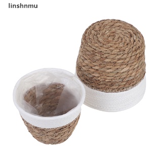 [linshnmu] cesta de paja nórdica hecha a mano para picnic macramé, maceta tejida, contenedor de plantas [caliente] (9)