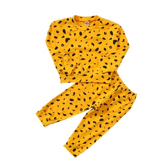 babyya recién nacido bebé niñas niños moda manga larga leopardo tops+pantalones trajes conjunto