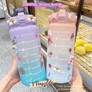 Botella De Paja De 2 L Con Gran Capacidad De Agua Degradado De Color Mate De Plástico Resistente A Caídas