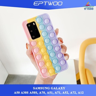 Eptwoo para Samsung Galaxy A52 A72 A12 A51 A71 A50 A30S A50S A70 teléfono caso Pop It Fidget juguete de silicona suave cubierta trasera a prueba de golpes Popit carcasa MSXF-01 T16