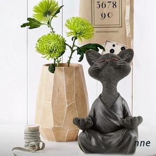 nne. caprichoso gato negro sonriente figura meditación yoga feliz gatito colección arte esculturas jardín estatuas decoración