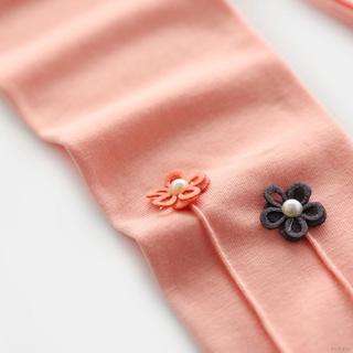 Mybaby pantalones de algodón para niñas/Leggings de pies bordados con flor pequeña para bebés (7)