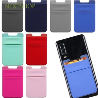 NEXTSHOP Elastic ID Card Holder Unisex Card Sleeve Cellphone Pocket Adhesive Sticker New Lycra Fashion Credit Cards Pouch/Multicolor