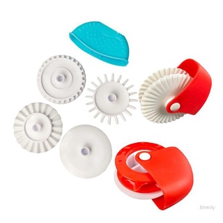 sh 6 pzs/juego de cortadores de ruedas/molde de pastelería/máquina manual para fondant/pastel de pizza/decorador de cocina/utensilio para hornear