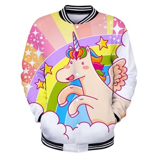 Unicornio chaqueta de béisbol estilo Anime chaqueta de béisbol Collage estilo ropa Streewears