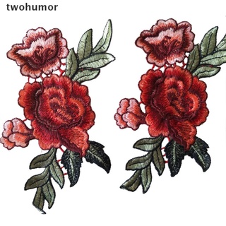 [twohumor] 2 unids/set de parches de flores de rosa parches bordados florales para bricolaje [twohumor]