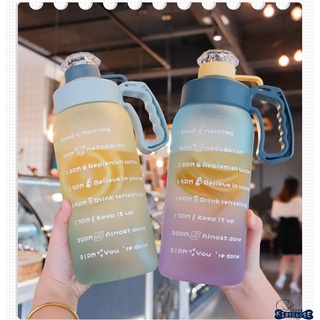Botella de agua deportiva de Color degradado khh, gran capacidad translúcida Fitness hervidor con marcador de tiempo (envía pegatinas)