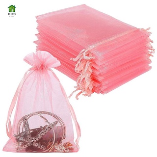 rosa organza bolsas de regalo de malla de boda favor bolsas con cordón