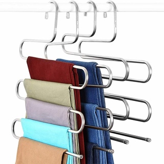 Suchen Good Storage Rack Traceless 5 capas ropa pantalones percha ahorro de espacio acero inoxidable forma S Durable multicapa/Multicolor (7)