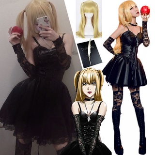 Death Note Misa Amane Imitación Mujeres Mini Vestido Cosplay Disfraz De Halloween Traje De Cintura Alta Encaje