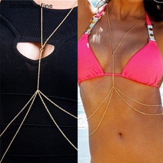 Ctyf Mujeres Sexy Moda Oro Cuerpo Vientre Cintura Cadena Bikini Playa Arnés Collar Fino