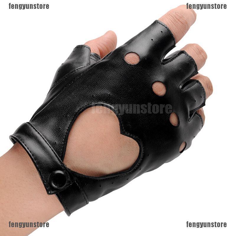 guantes de cuero punk para conducir/mochila sin dedos/guantes para motocicletas (7)