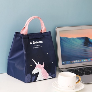 Vanes lindo bolsa de almuerzo unicornio térmico enfriador bolsa de Picnic bolsa de almacenamiento Oxford tela al aire libre de dibujos animados estudiante aislado Tote/Multicolor (8)