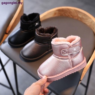2021 invierno nuevos niños s botas de nieve versión niños y niñas impermeable cuero botas de tobillo bebé grande de algodón botas calientes (1)